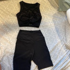 Aerie Offline athletic line, matching SET! Biker short with crop bra, shiny rib